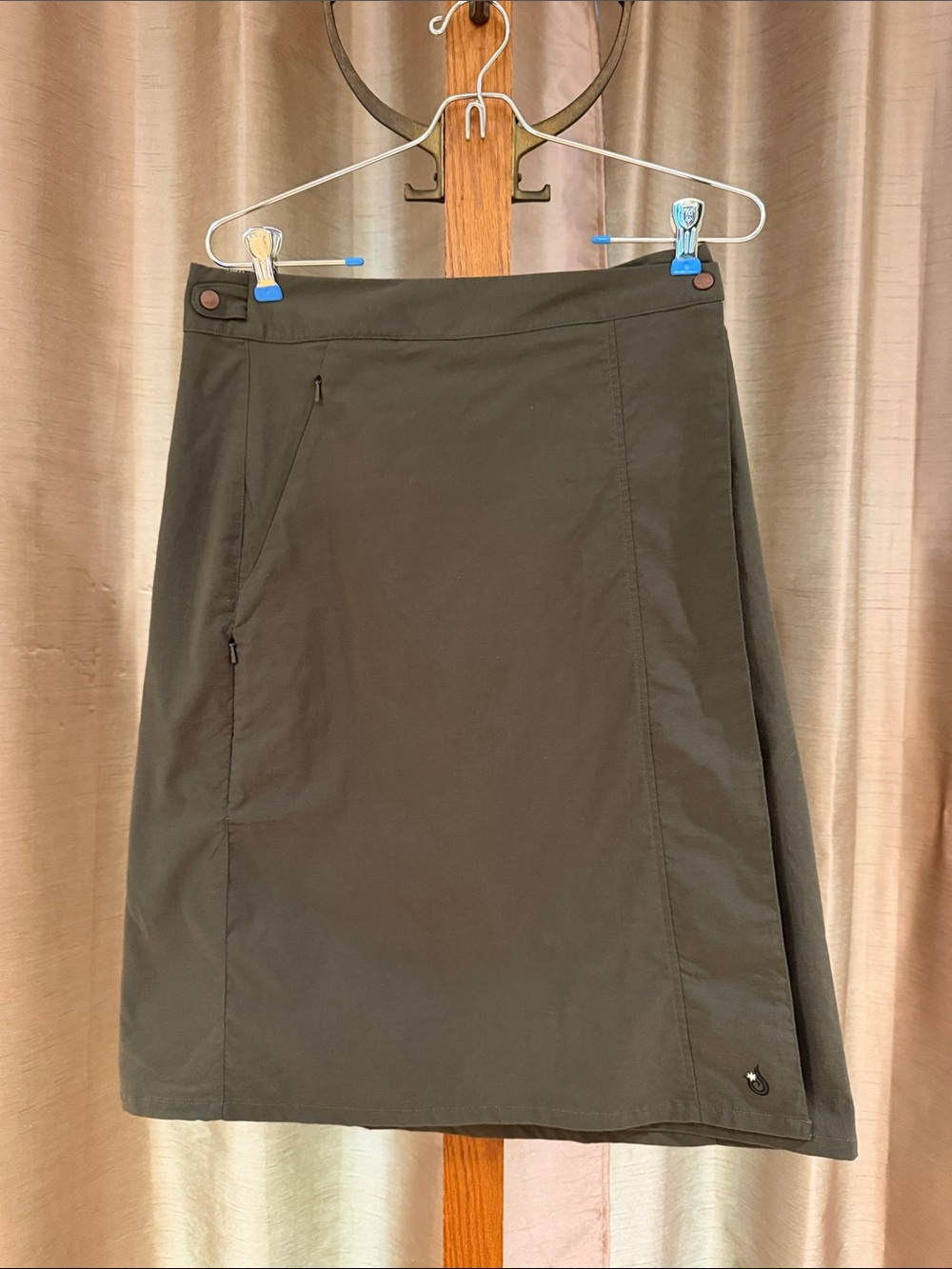 Isis Olive A-Line Skirt with Zip Pocket